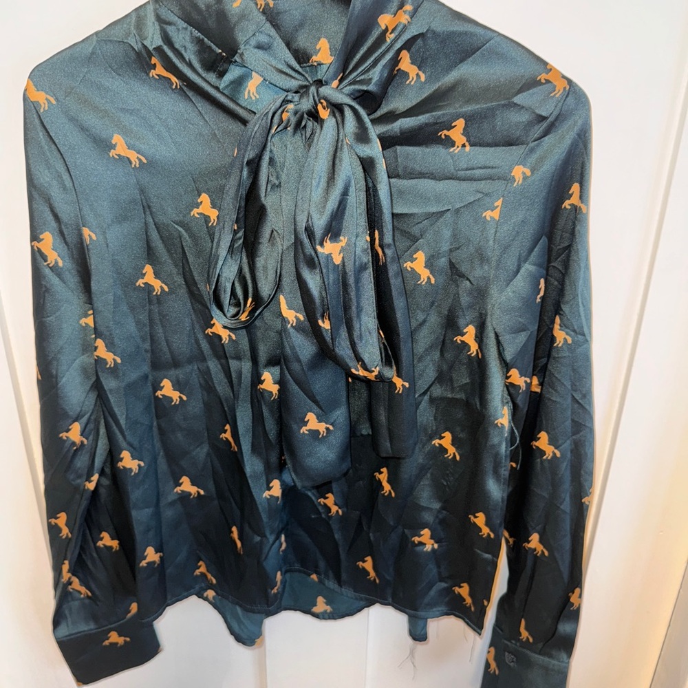 Forest Green Silky Blouse